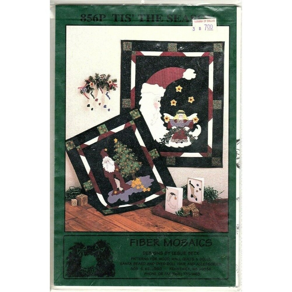 Fibre Mosaics Tis' the Season A Whimsical Santa Quilt Pattern Vintage 1993
